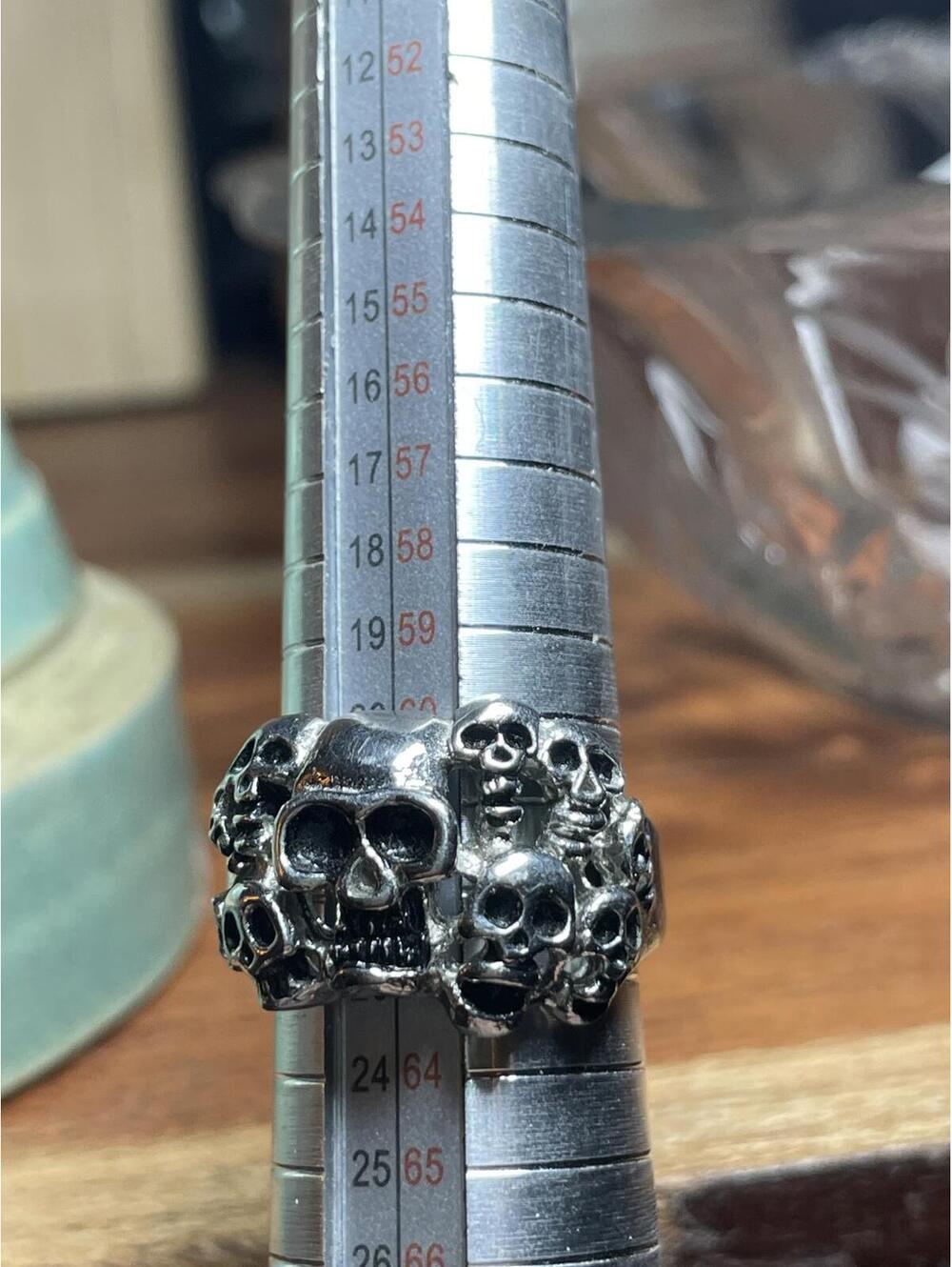 Heavy Stainless Steel Silver Tone Men’s Ring Skulls Rebirth Biker Goth Size 9.5